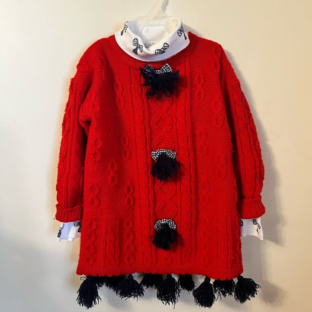 Vintage 1990s Hartstrings‎ Tassel Sweater and Turtleneck Set